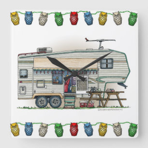 Reloj Cuadrado Remolque lindo del viaje del campista de la quinta