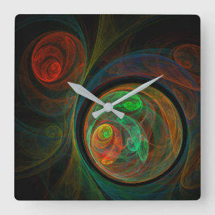 Reloj Cuadrado Renacer Plaza de Arte Verde Resumen