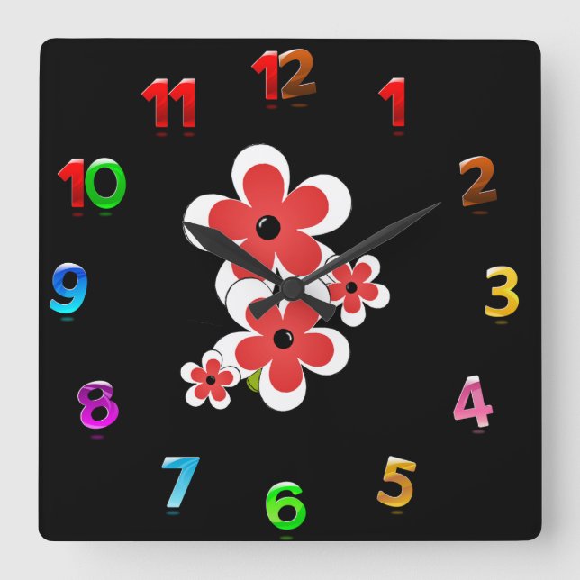 Reloj Cuadrado Rentador de flores (Anverso)