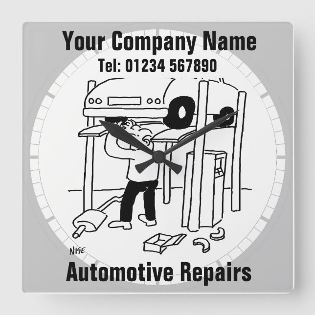 Reloj Cuadrado Reparaciones automotriz (Anverso)