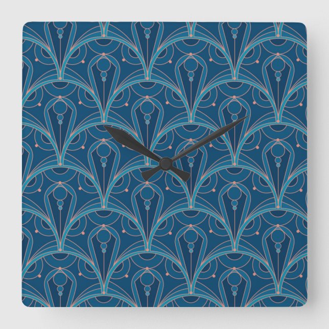 Reloj Cuadrado Repeating geometric Art Deco pattern (Anverso)