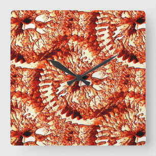 Reloj Cuadrado Repetición rústica de rosettes de coral rojizos ta