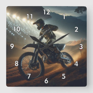 Reloj Cuadrado Representación digital de la competencia MotoCross