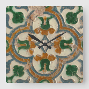 Reloj Cuadrado Repro Spanish Geometric Azulejos Floral