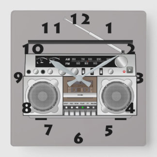 RELOJ CUADRADO REPRODUCTOR DE CINTA DE RADIO CLÁSICA DE VINTAGE 8