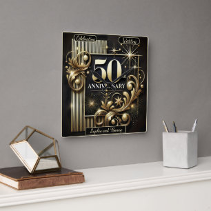 Reloj Cuadrado Resplandor Dorado: 50º Aniversario