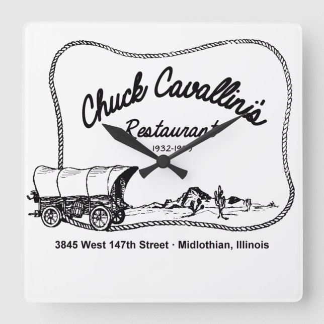 Reloj Cuadrado Restaurante Chuck Cavallini, Midlothian, Illinois (Anverso)