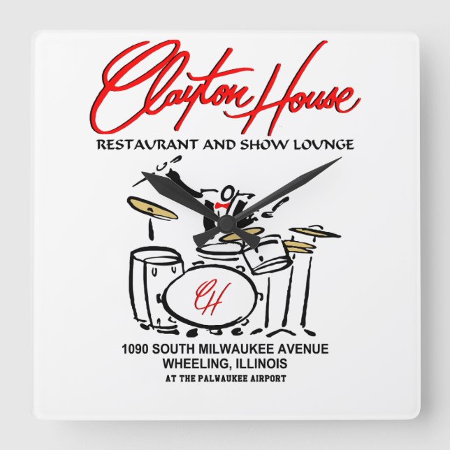 Reloj Cuadrado Restaurante Clayton House y Show Lounge, Wheeling (Anverso)