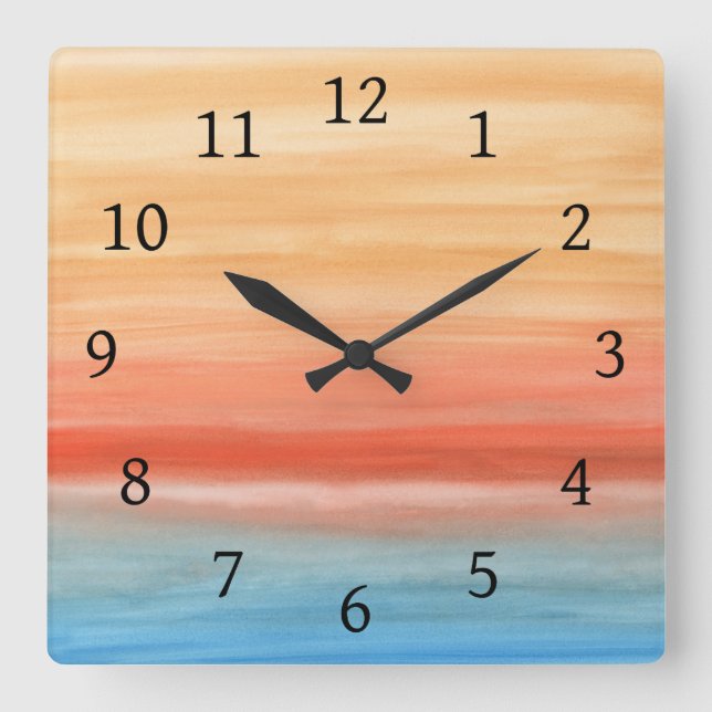 Reloj Cuadrado Resumen 44 Azul Naranja (Anverso)