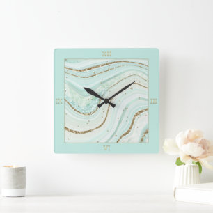 Reloj Cuadrado Resumen Agate Mint ID827