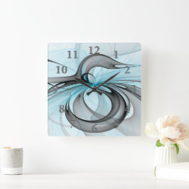 Reloj Cuadrado Resumen Antracita Gris Azul azul arte fractal mode