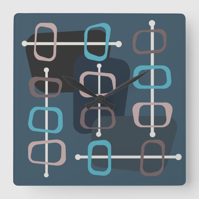 Reloj Cuadrado Resumen Art Hollow Rocks Verde azulado (Anverso)