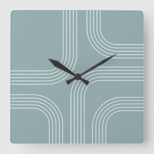 Reloj Cuadrado Resumen arte de línea de estilo de Mid Century