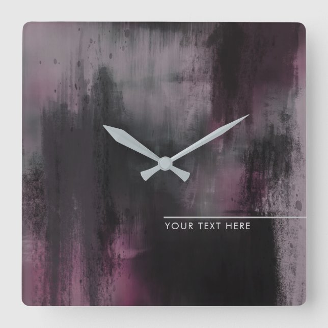 Reloj Cuadrado Resumen artístico moderno de la fucsia (Anverso)