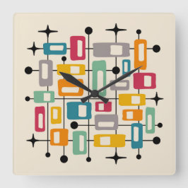 Reloj Cuadrado Resumen atómico moderno de mediados del siglo XX