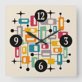 Reloj Cuadrado Resumen atómico moderno de mediados del siglo XX
