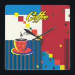 Reloj Cuadrado Resumen Copa de Café Pop Art Moderno Estilo<br><div class="desc">Reloj cuadrado de pared con abstracto de la copa de café Pop Art Ilustracion de diseño moderno de moda, Poster de arte para regalos y regalos de vacaciones asombrosos, Decoración en casa, decoración Art & Wall, Clocks Producto decorativo, Square Wall Clock Diseño moderno "Mujer de la moda con café" -...</div>