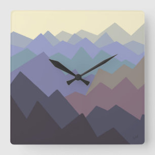 Reloj Cuadrado Resumen de arte de las montañas de invierno