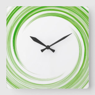Reloj Cuadrado Resumen de arte de Swirl Verde