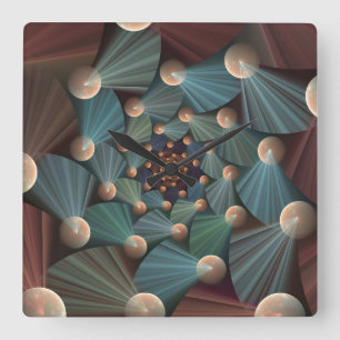 Reloj Cuadrado Resumen de arte fractal con pizarra marrón profund