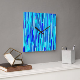 Reloj Cuadrado Resumen de Caídas de Lluvia Azul