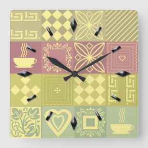 Reloj Cuadrado Resumen de elementos modernos y simples diseño geo