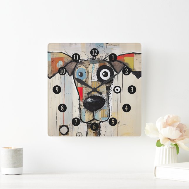Reloj Cuadrado Resumen de Hairy Dog (Hogar)