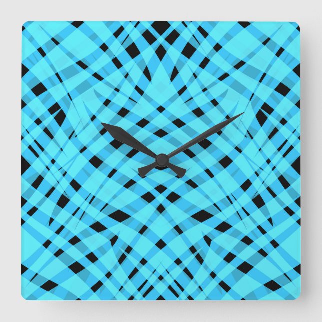 Reloj Cuadrado Resumen de impresión geométrica de rayas brillante (Anverso)
