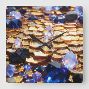 Reloj Cuadrado Resumen de la fantasía de lujo Gemstone
