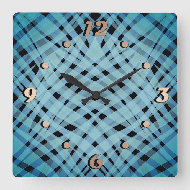 Reloj Cuadrado Resumen de la impresión geométrica de rayas brilla (Anverso)