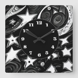 Reloj Cuadrado Resumen De La Luna Y Las Estrellas