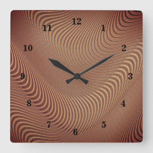 Reloj Cuadrado Resumen de líneas de patrón ondulado a rayas -