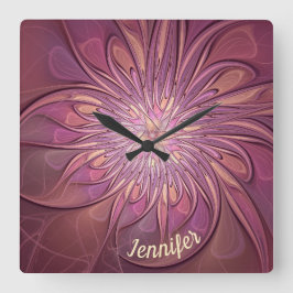 Reloj Cuadrado Resumen de los colores modernos de fractal floral