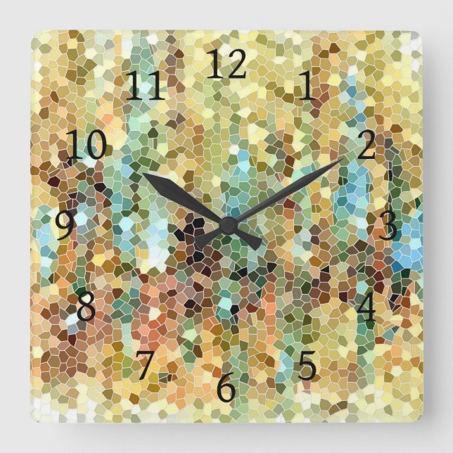 Reloj Cuadrado Resumen de mosaico 22 (Anverso)