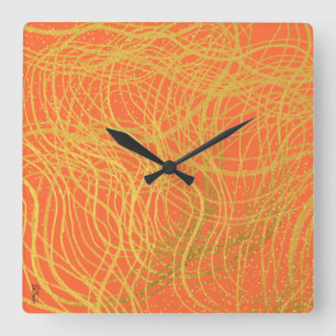 Reloj Cuadrado Resumen de Naranja de oro de moda