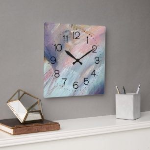 Reloj Cuadrado Resumen de pintura de color de agua