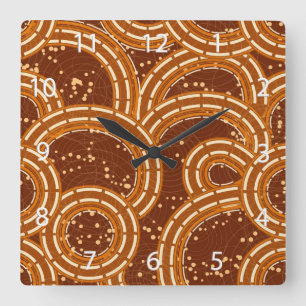 Reloj Cuadrado Resumen de Swirls Earthtoned