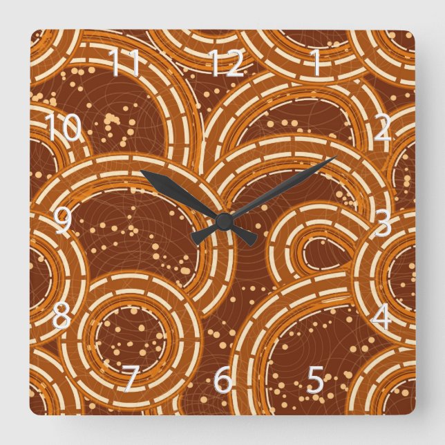 Reloj Cuadrado Resumen de Swirls Earthtoned (Anverso)