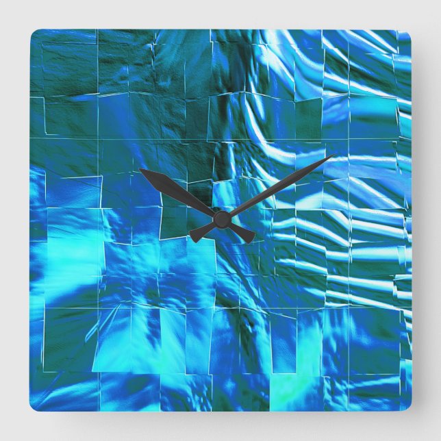 Reloj Cuadrado Resumen del dibujo en mosaico, ¿cielo con satén li (Anverso)