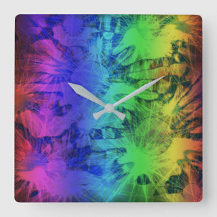 Reloj Cuadrado Resumen del diseño de la pradera arcoiris