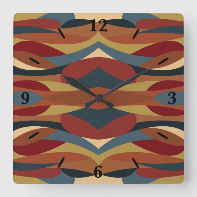 Reloj Cuadrado Resumen del estilo de vidrio templado geométrico o (Anverso)