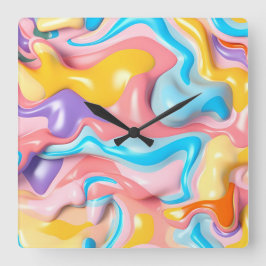 Reloj Cuadrado Resumen del líquido plástico del Pastel