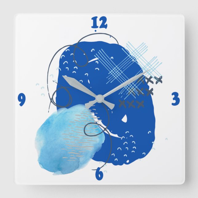 Reloj Cuadrado Resumen del norte azul y azul claro (Anverso)