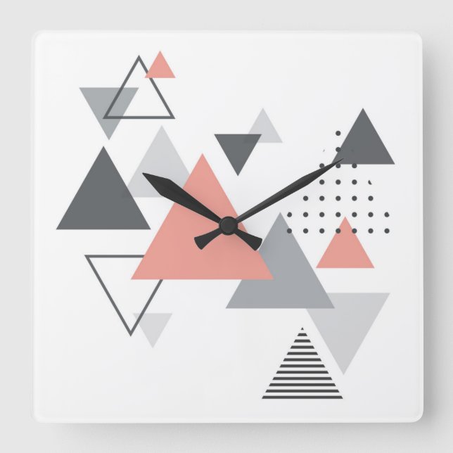 Reloj Cuadrado Resumen Diseño geométrico escandinavo (Anverso)