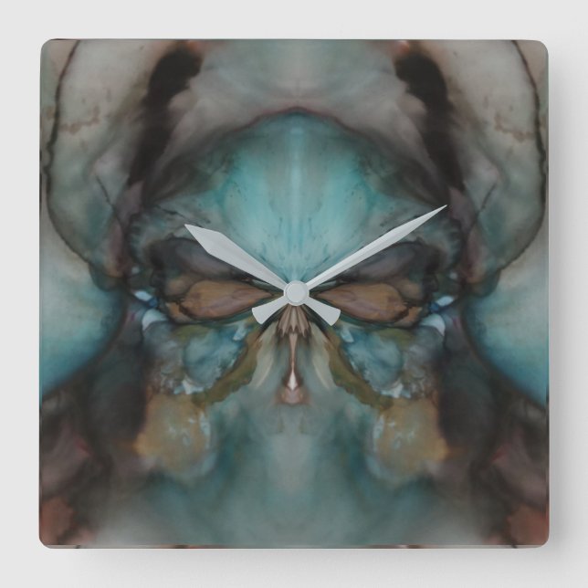 Reloj Cuadrado Resumen Diseño Scary Máscara de Viking (Anverso)