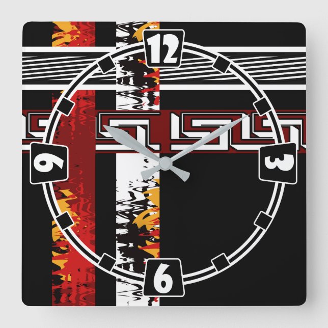 Reloj Cuadrado Resumen, étnico, creativo (Anverso)