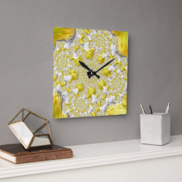 Reloj Cuadrado Resumen fractal de oro