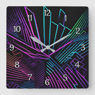 Reloj Cuadrado Resumen geométrico colorido
