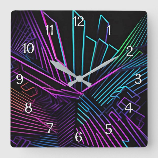 Reloj Cuadrado Resumen geométrico colorido (Anverso)