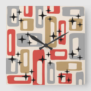 Reloj Cuadrado Resumen moderno Retro Mid Century